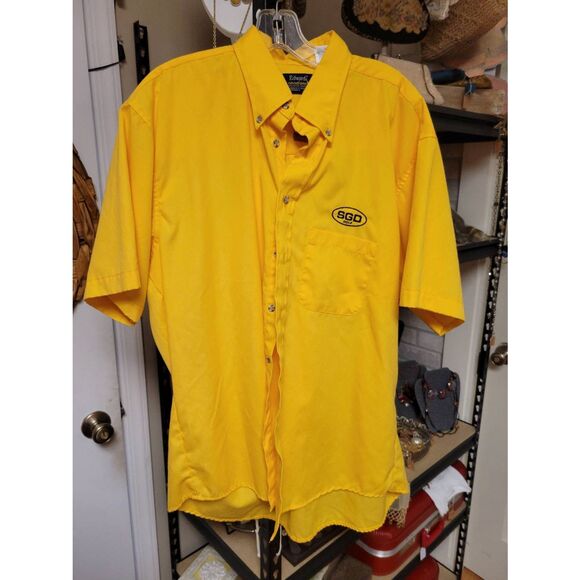 Vintage men's retro shirt yellow large work wear - Picture 1 of 3